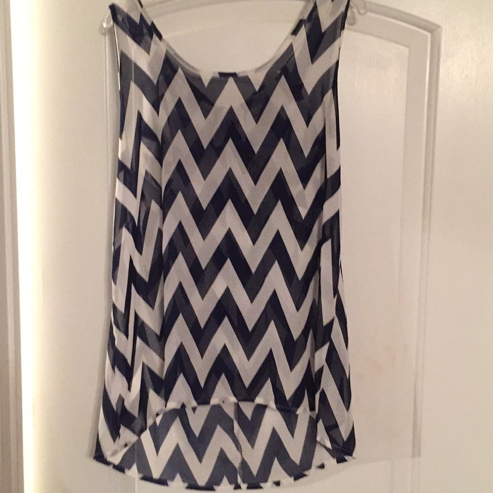 Navy blue and white chevron tank top
